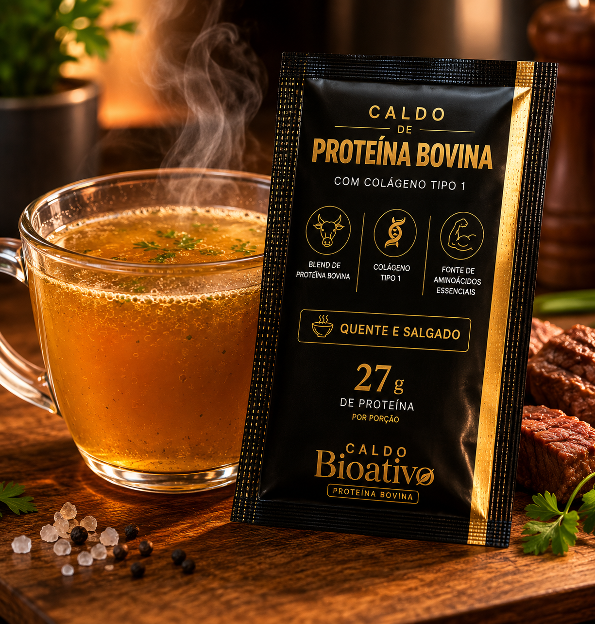Caldo Bioativo servido